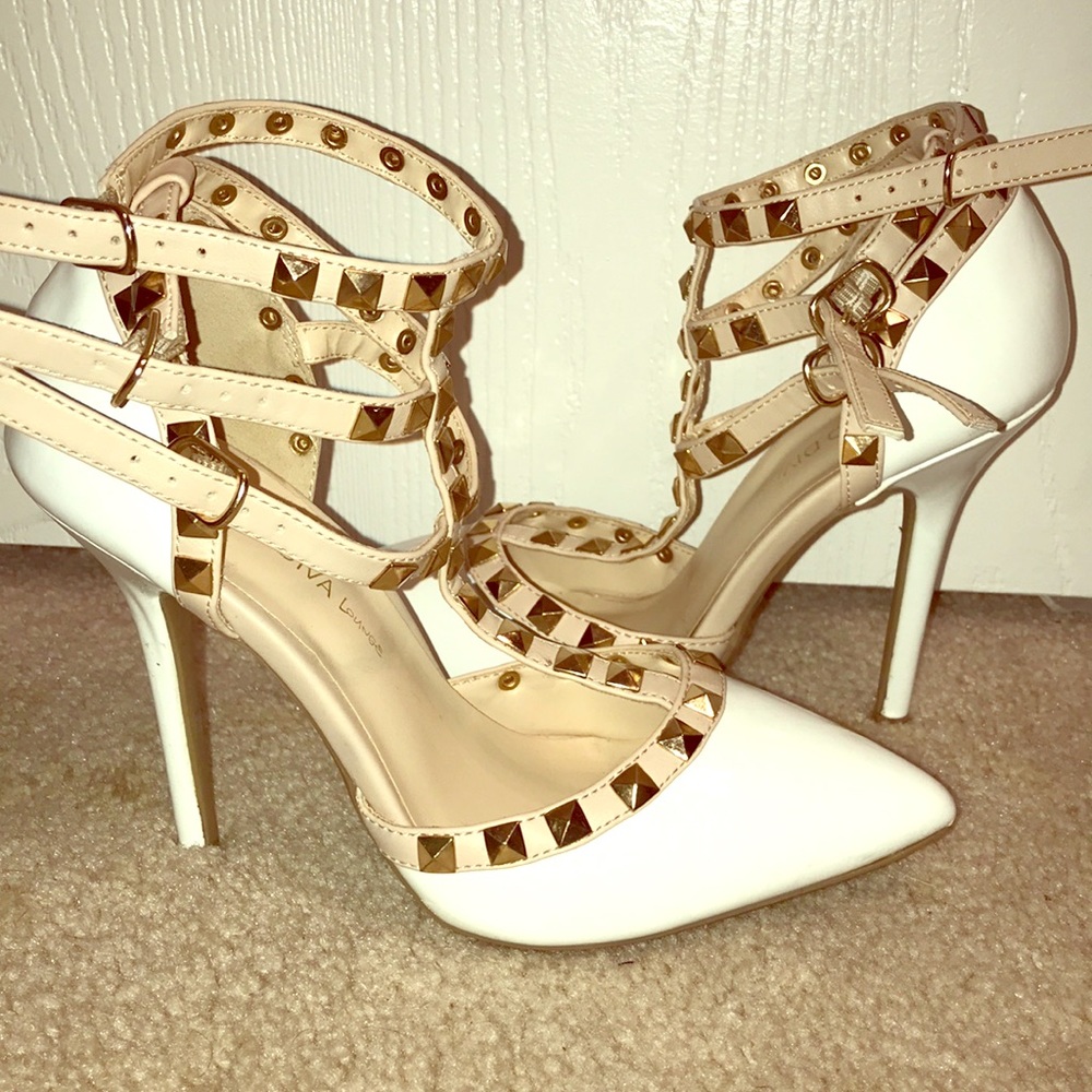 White and gold heels